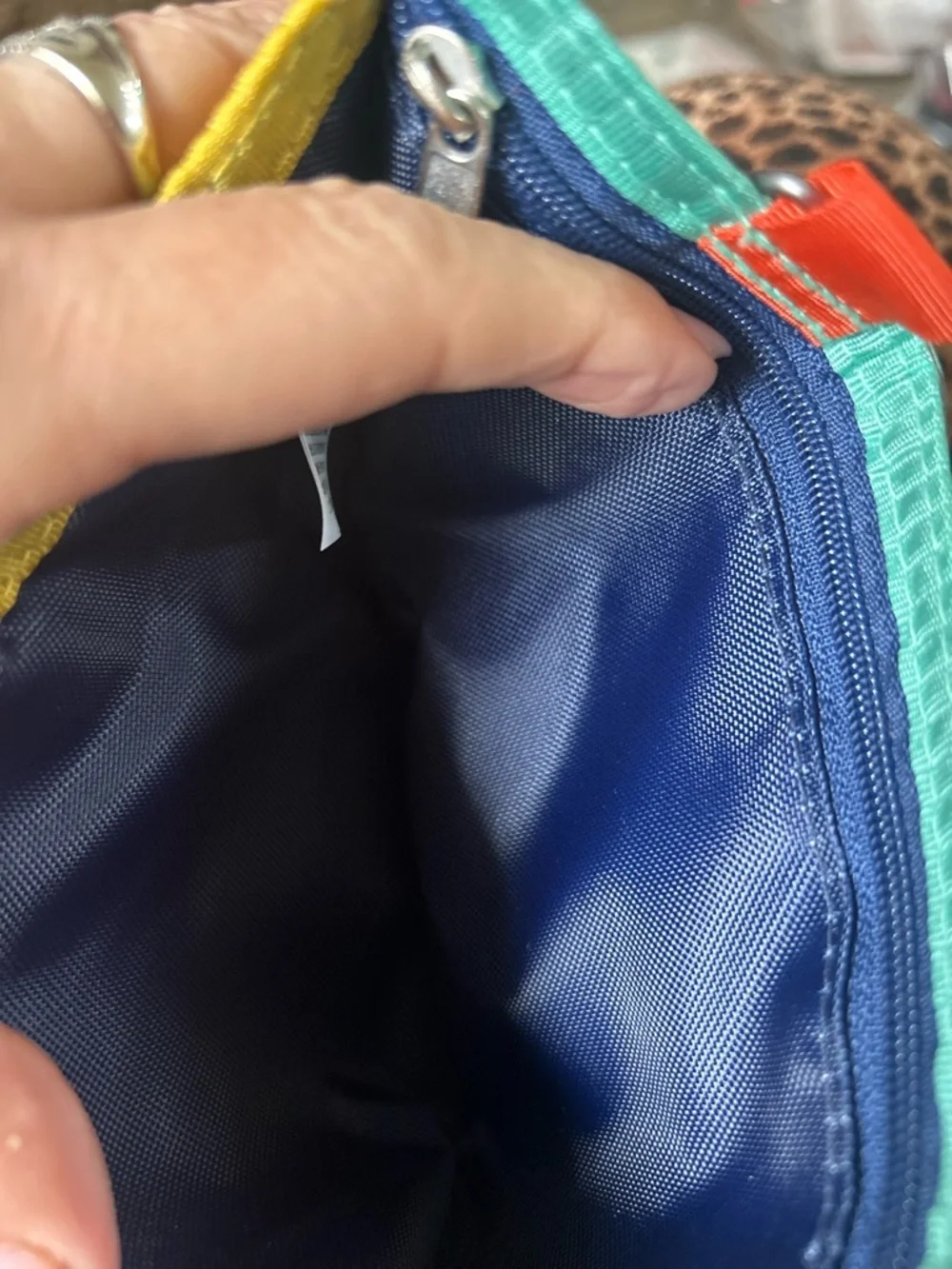 NWT AEO Navy Trifold Wallet with Mint Trim